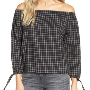 FIRM🌹Madewell Plaid Off the Shoulder Top🌹